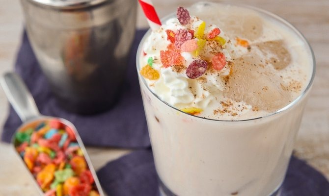 Fruity Pebbles Bourbon Milk Punch