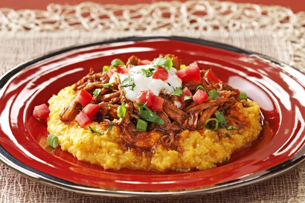 Shredded Barbecue Chicken Over Grits Recipe