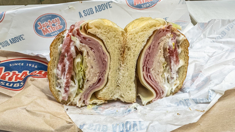 Jersey Mike's Club Sub cut in half