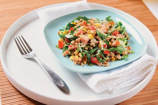 Israeli Couscous Salad with Smoked Salmon and Creamy Pesto Recipe