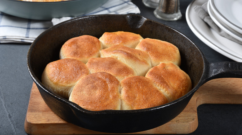 Biscuits in cast iron skillet
