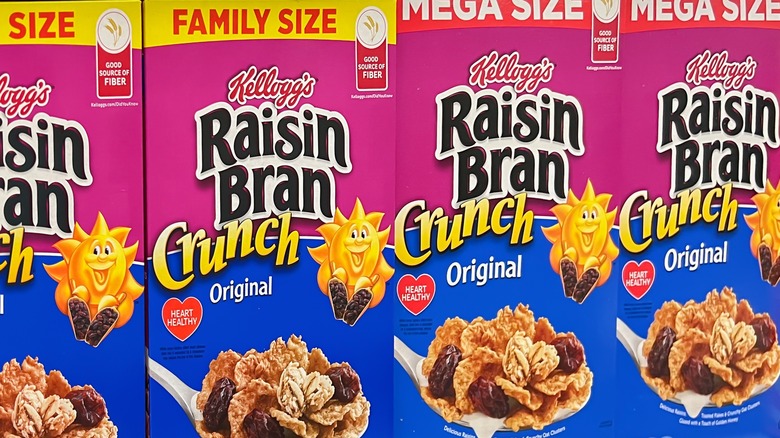 Raisin Bran Crunch cereal on shelf