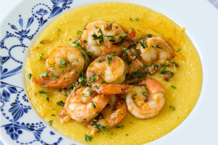 Lemon Garlic Shrimps with Creamy Polenta