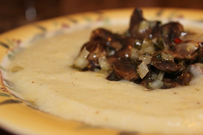 Cheesy Polenta with Herb-Marinated Mushrooms