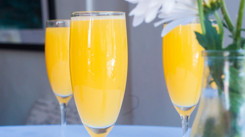 champagne and orange juice mimosas