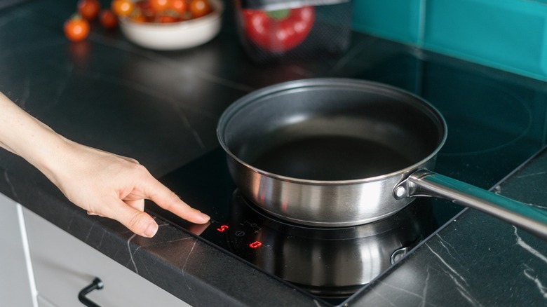 preheating pan on burner