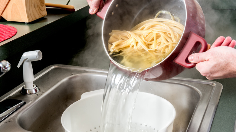 Pasta water getting dumped down the sink drain