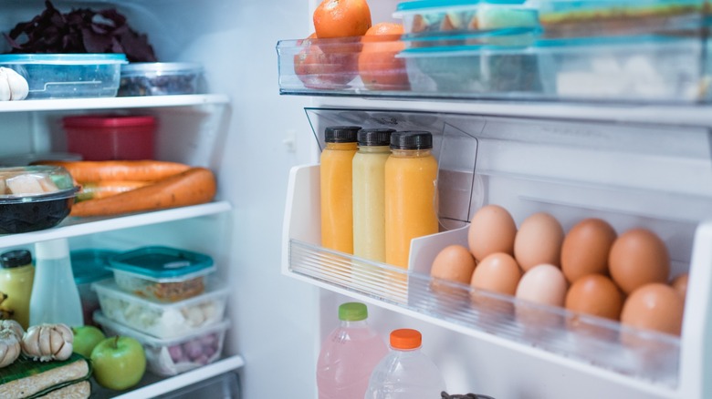 Eggs in refrigerator door