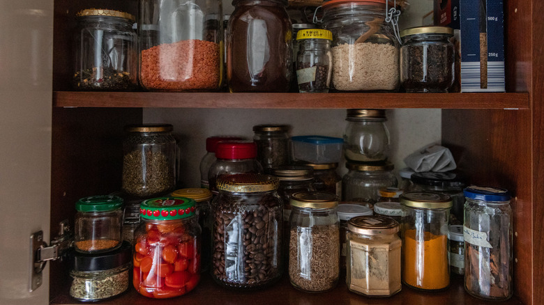 spices in kitchen cabinet