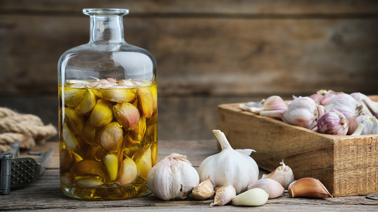 infused garlic oil in jar