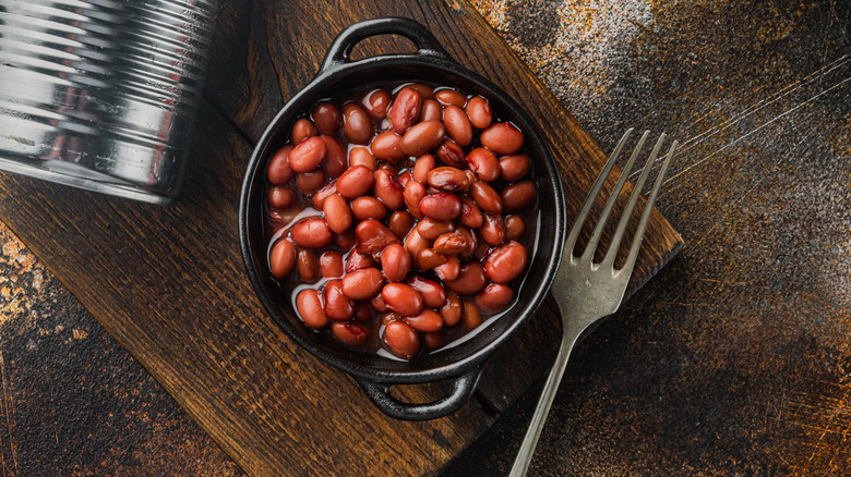 canned beans in bowl