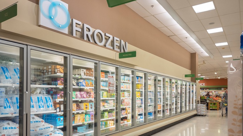 Grocery store frozen foods section