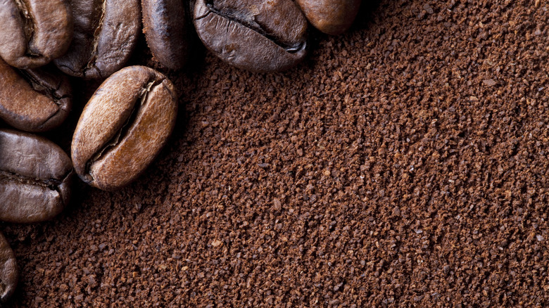 Ground coffee and coffee beans