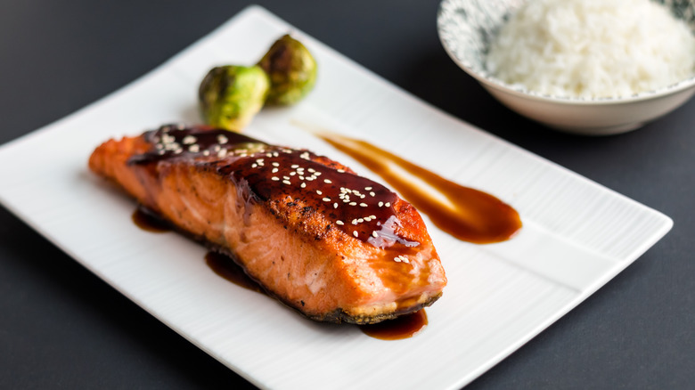 Teriyaki salmon and rice