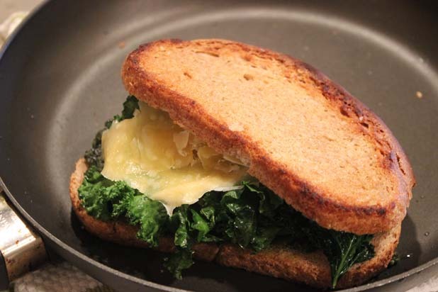 Kale Melt with Gouda and Walnut-Basil Pesto