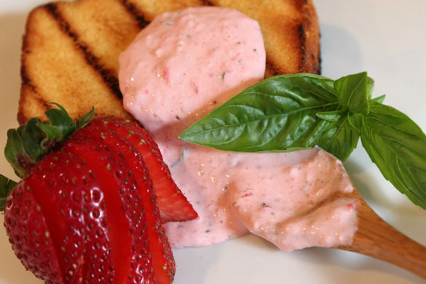 Grilled Pound Cake with Strawberry Basil Cream Cheese Recipe