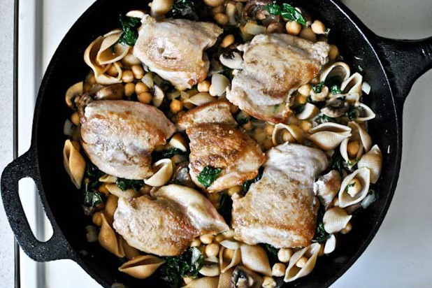 Chicken, Kale, and Chickpea Skillet From How Sweet It Is