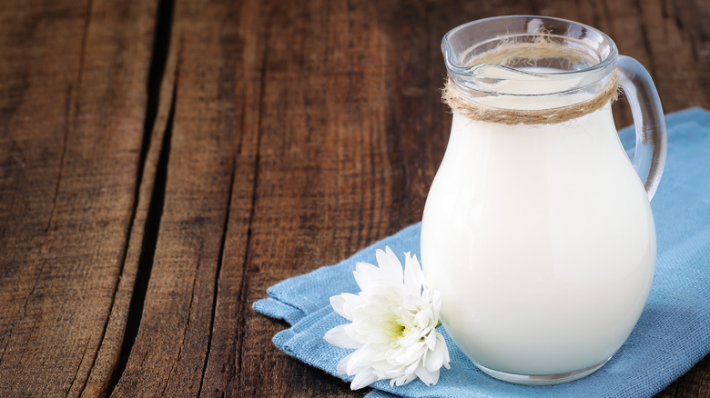 Pitcher of heavy cream