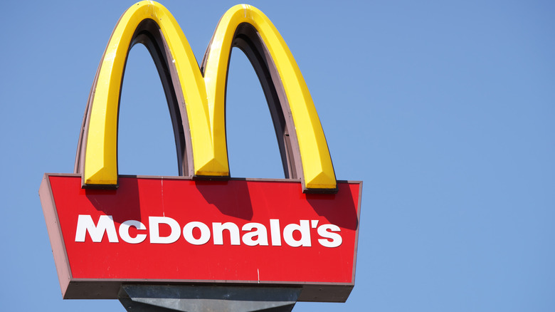 McDonald's sign on blue sky