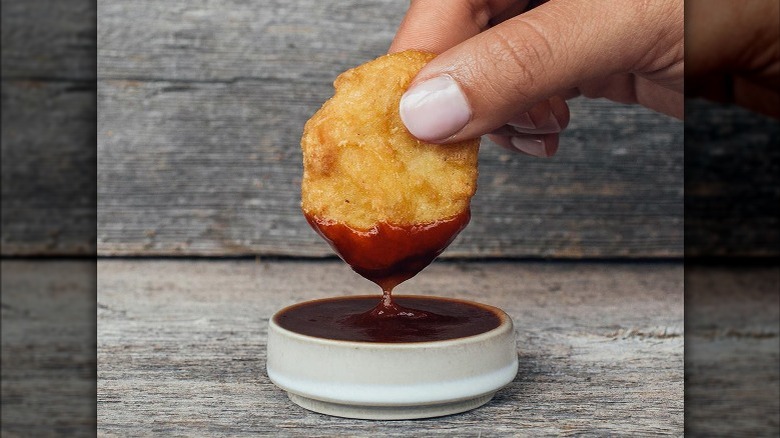 Chicken McNugget with barbecue sauce