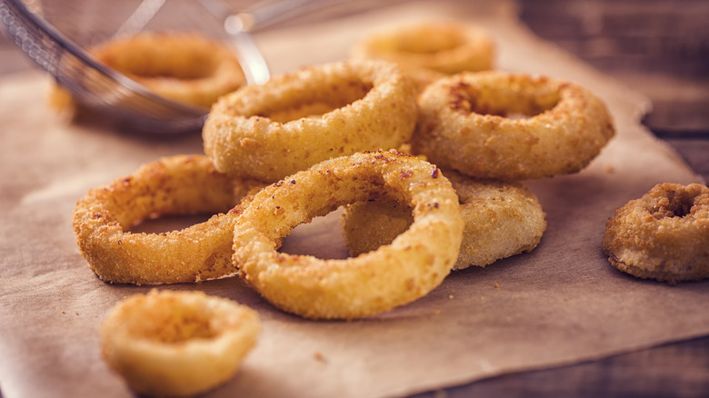 Onion rings on a table