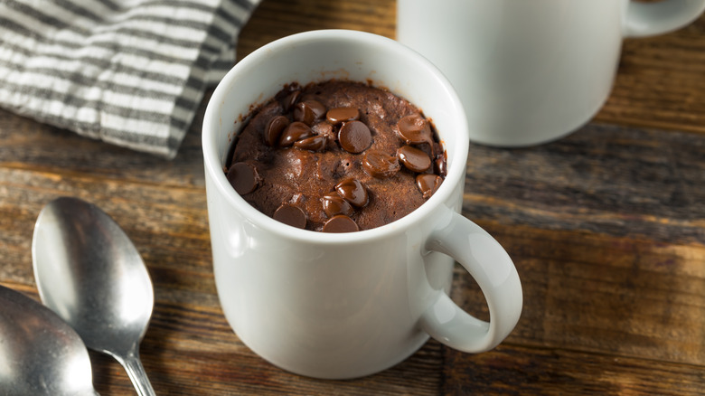 Chocolate cake made in a mug