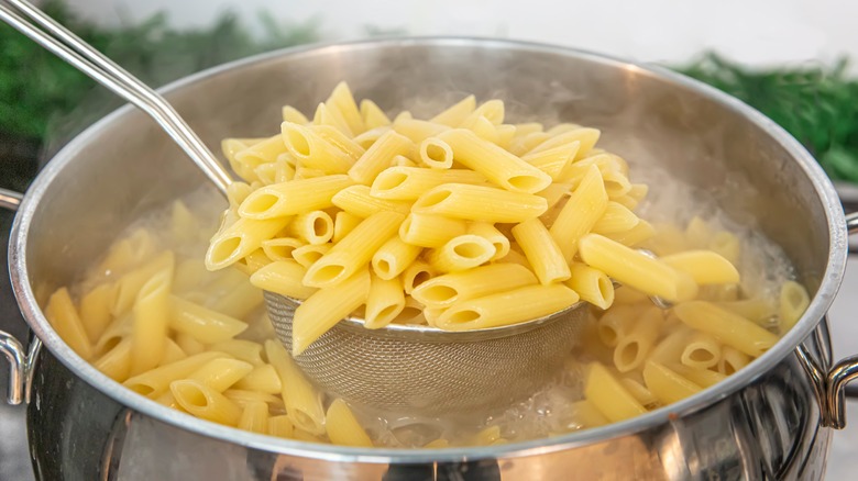 penne pasta in pot