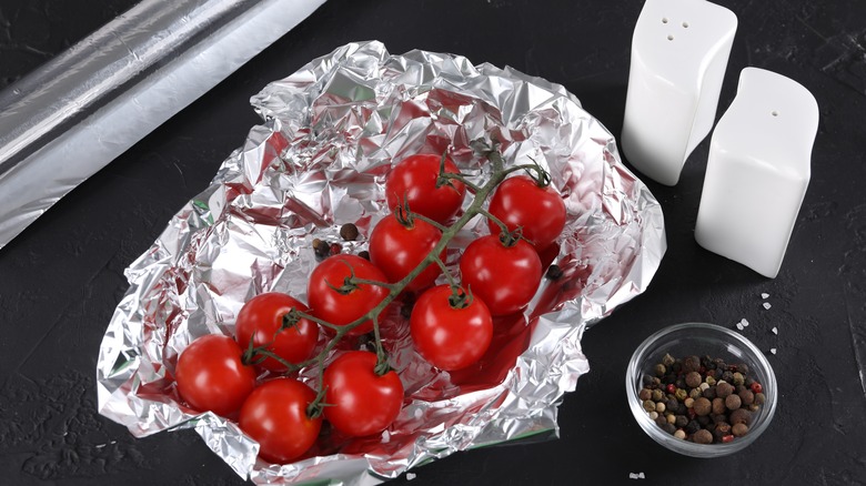 tomatoes in aluminum foil