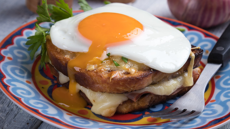 Croque madame on a plate