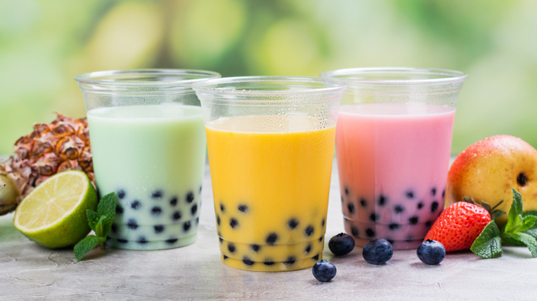 Cups of fruit boba
