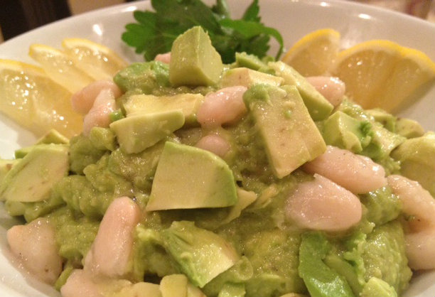 Avocado with White Bean and Roasted Garlic Dip