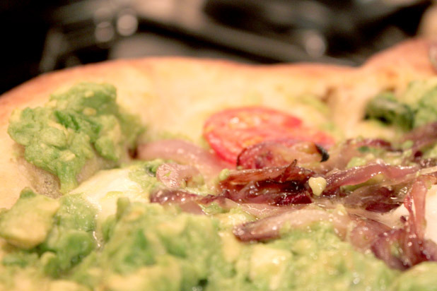 Avocado Pizza with Caramelized Onions