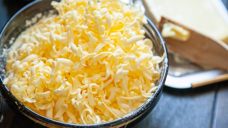 Grated butter in a bowl