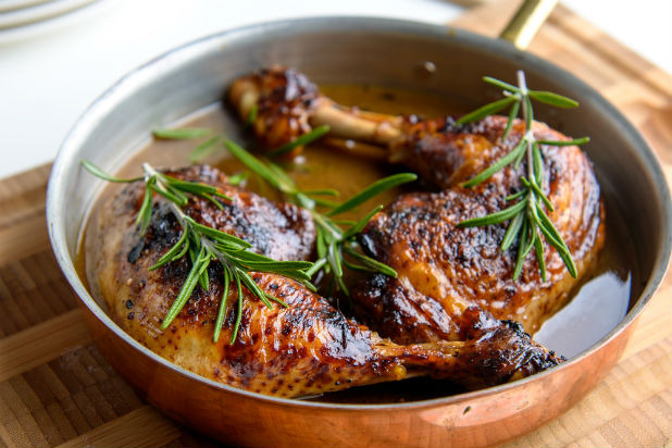 Roast of Chicken with Onion, Sugar Plum and Rosemary Sauce 