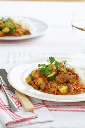 Peppered Chicken with Tomatoes and Zucchini