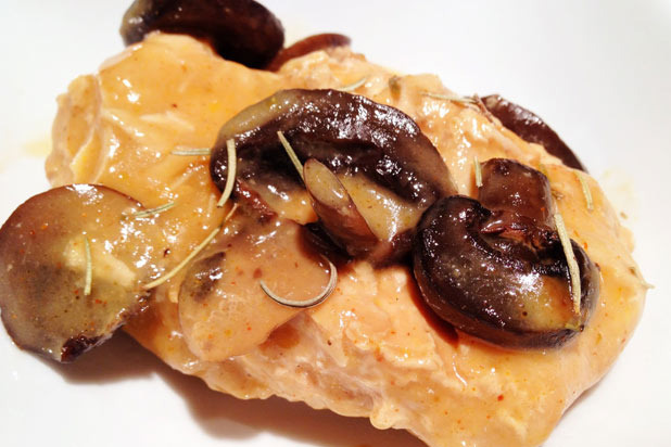 Slow-Cooked Chicken Breasts with Mushroom and Rosemary Sauce