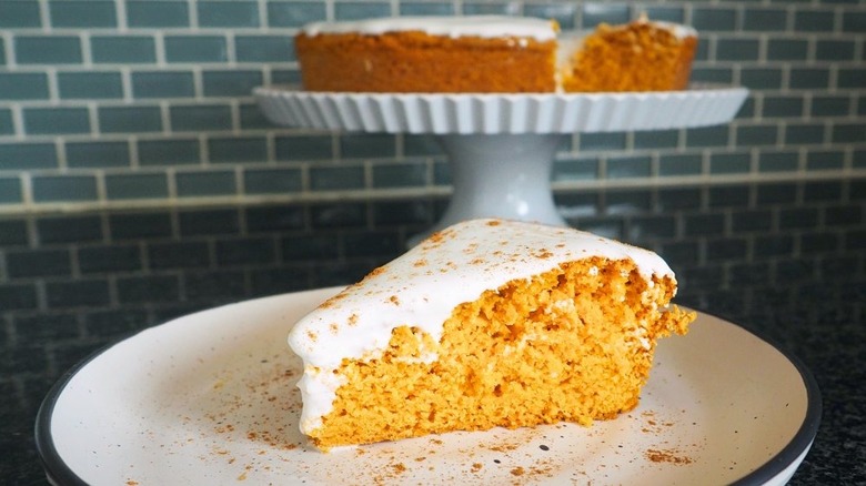 pumpkin cake with marshmallow icing