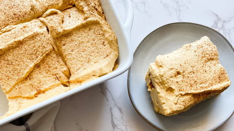 Pumpkin tiramisu on plate