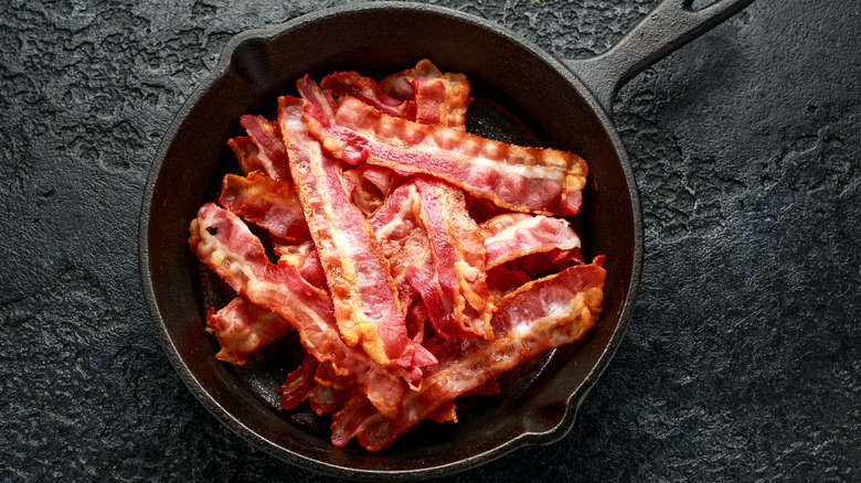 Bacon in cast iron skillet