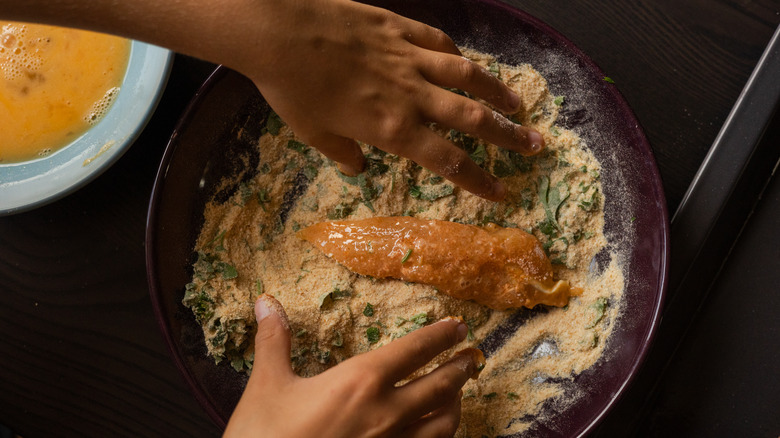 coating chicken fried