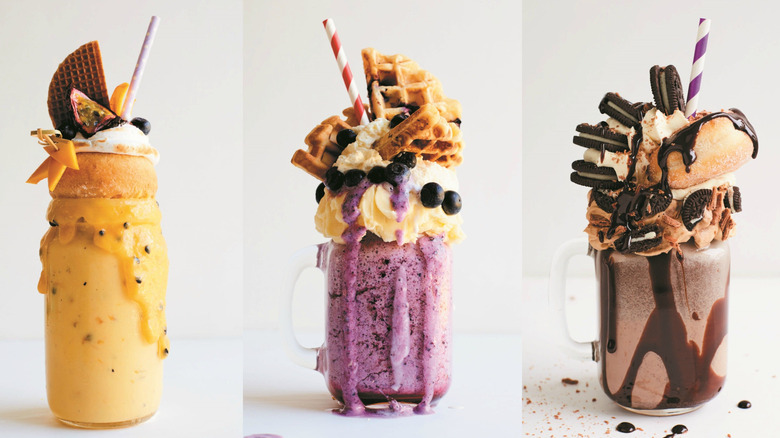 Milkshakes with an assortment of toppings