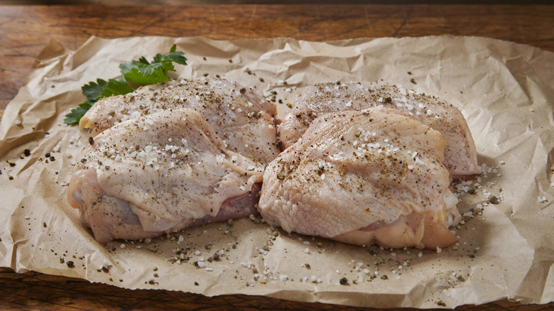 raw chicken with salt/spices