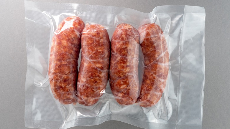 sausage in vacuum-sealed bag