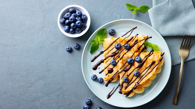 Pancakes with blueberry syrup