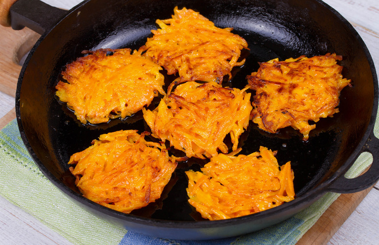 Butternut Squash and Leek Latkes with Pan-Roasted Cumin