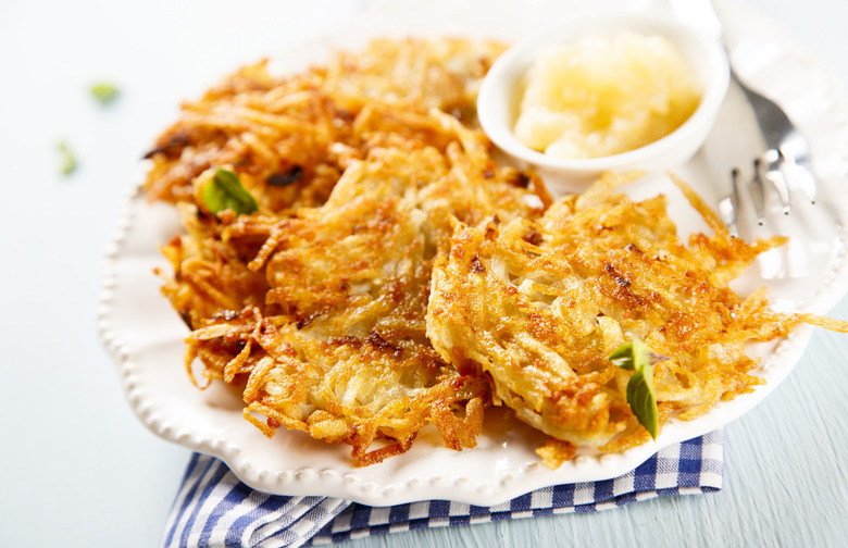 Potato Latkes with Apple Confit and Crispy Sage