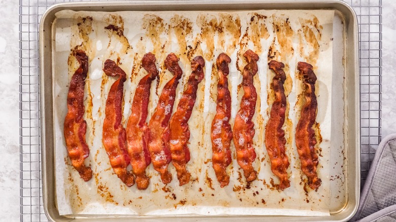 Bacon on baking sheet