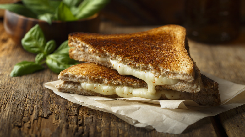 Grilled cheese sandwich on napkin