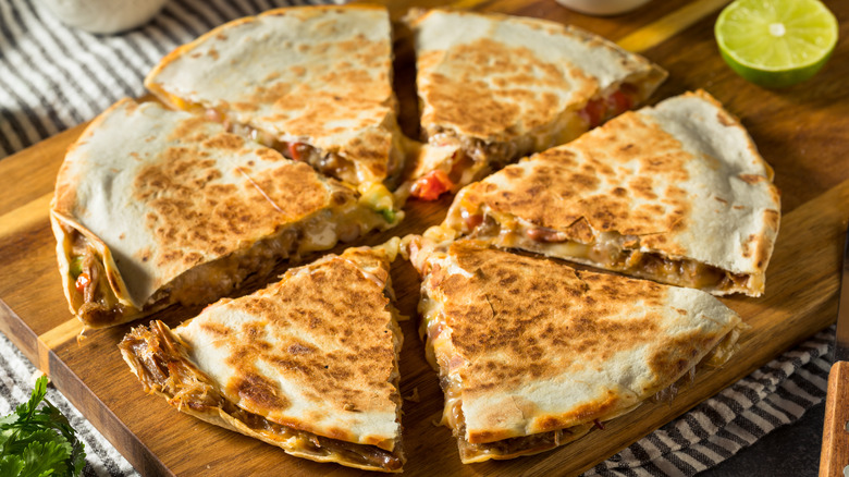 Quesadilla on a cutting board