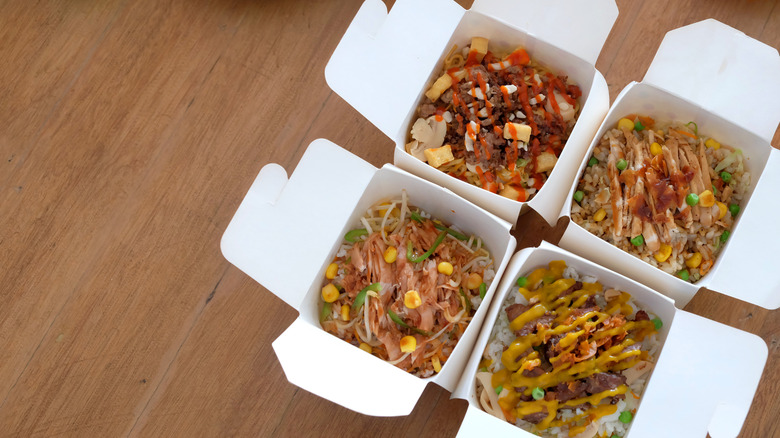 Take out boxes with rice